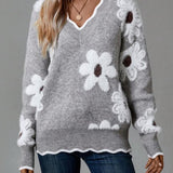 THEA | PULL FLORAL ÉLÉGANT À COL EN V