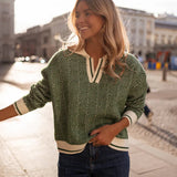 EMILIA™ | PULL À COL EN V VERT