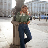 EMILIA™ | PULL À COL EN V VERT